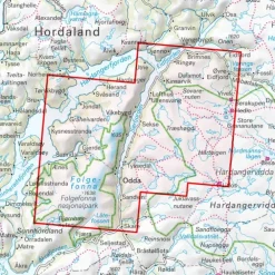 Hardangervidda vest Trolltunga Folgefonn Calazo Turkart 1:50 000