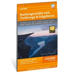 Hardangervidda vest Trolltunga Folgefonn Calazo Turkart 1:50 000