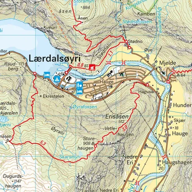 Nærøyfjorden Lærdalen Calazo Turkart 1:50 000