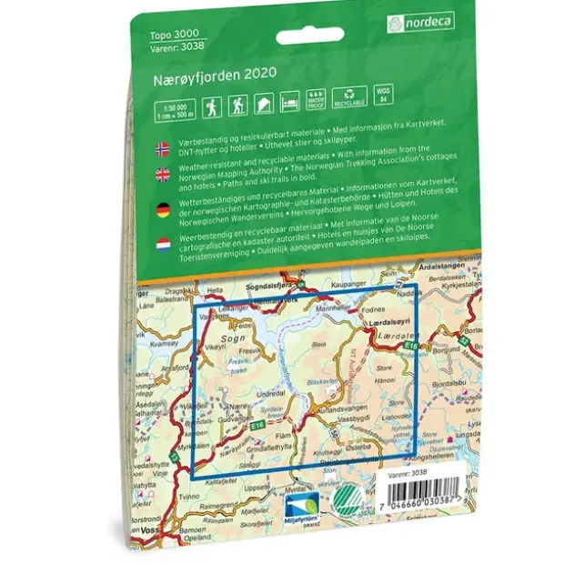 Nærøyfjorden Nordeca Topo 1:50 000 3038