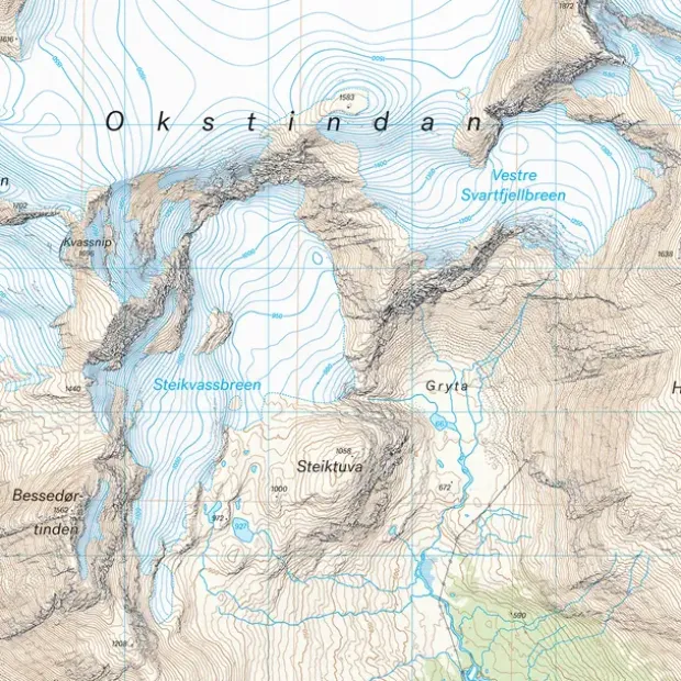 Okstindan Calazo Høyfjellskart 1:25 000
