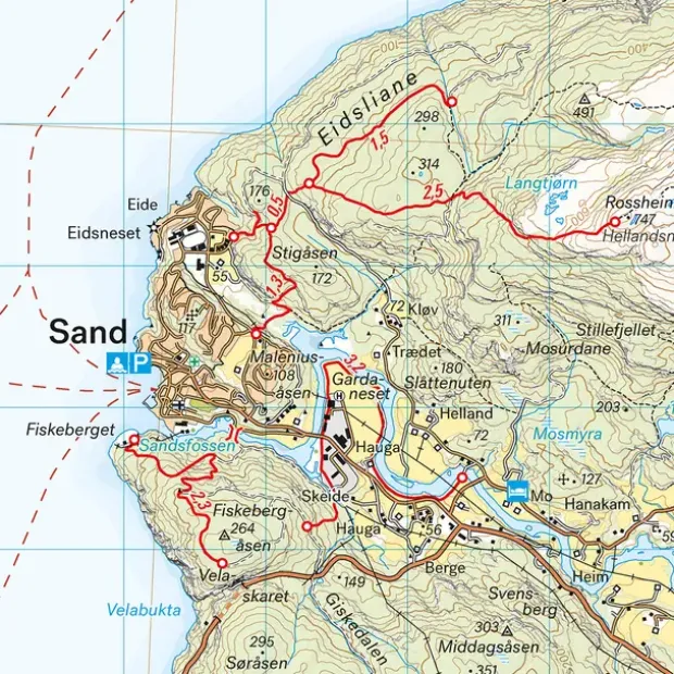 Suldalsheiane Bykleheiane Hovden Calazo Turkart 1:50 000