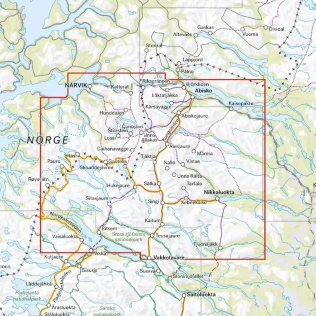 Sverige: Kebnekaisefjällen Narvik Calazo Turkart 1:100 000