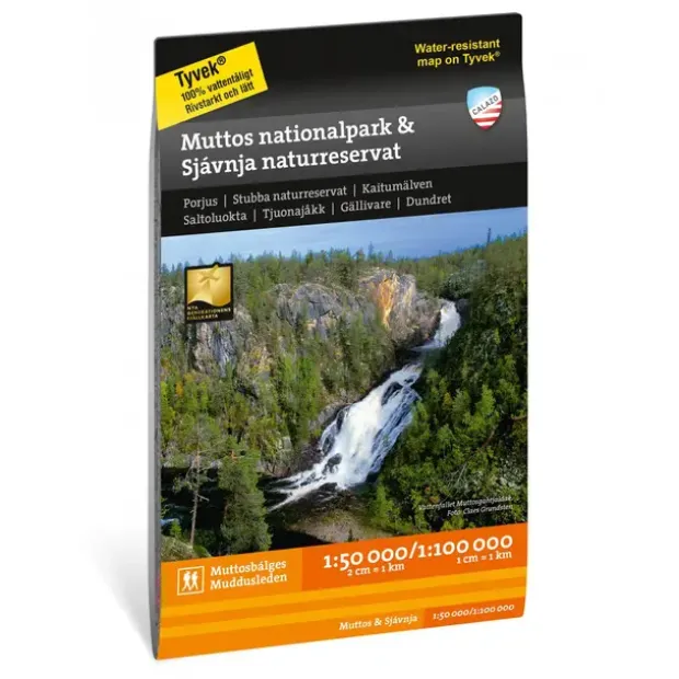 Sverige: Muddus nationalpark Sjávnja nat Calazo Turkart 1:50 000 1:100 000
