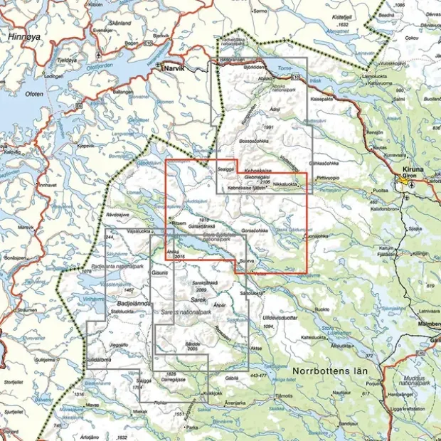 Sverige: Nikkaluokta Ritsem Vakkotavare Calazo Turkart 1:50 000 Kungsleden