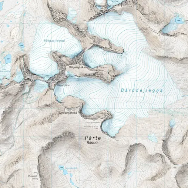 Sverige: Pårte Njoatsosvágge Calazo Høyfjellskart 1:25 000