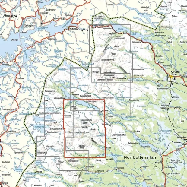 Sverige: Sareks nationalpark Calazo Turkart 1:50 000