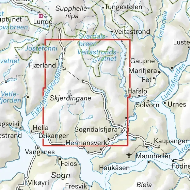 Togga Frudalshesten Calazo Høyfjellskart 1:25 000 Sogndal