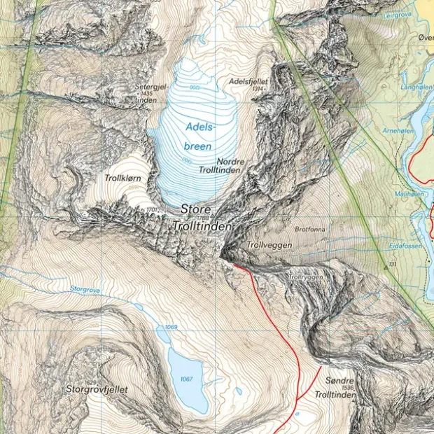 Trolltinden Høgstolen Calazo Høyfjellskart 1:25 000 Romsdalen