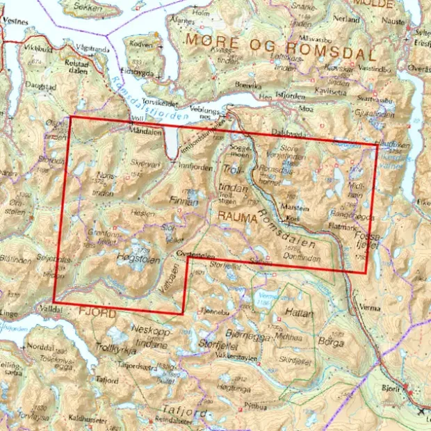 Trolltinden Høgstolen Calazo Høyfjellskart 1:25 000 Romsdalen